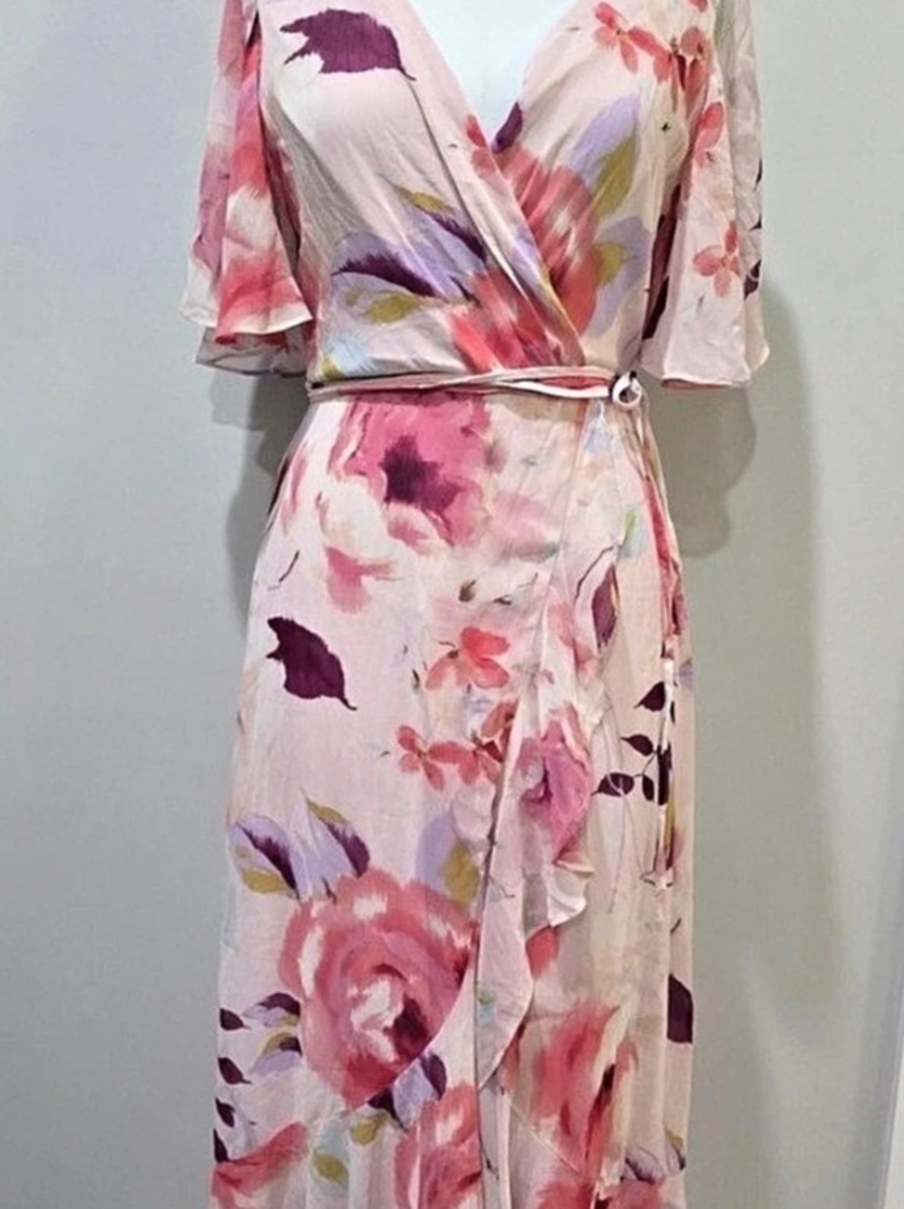 Taylor Floral Wrap Maxi Dress in Pink & Purple Like New